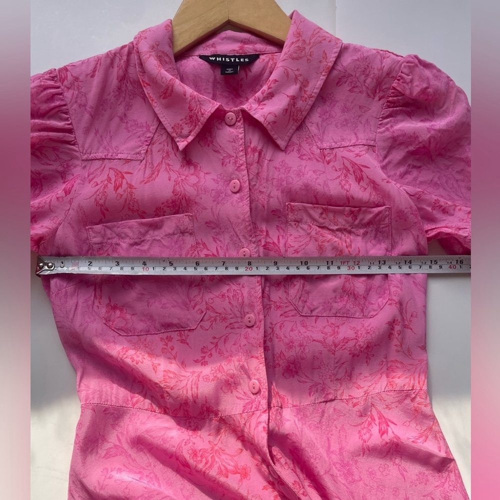 Whistles Robyn baroque-print woven midi shirt dress in pink/multi - Picture 8 of 13